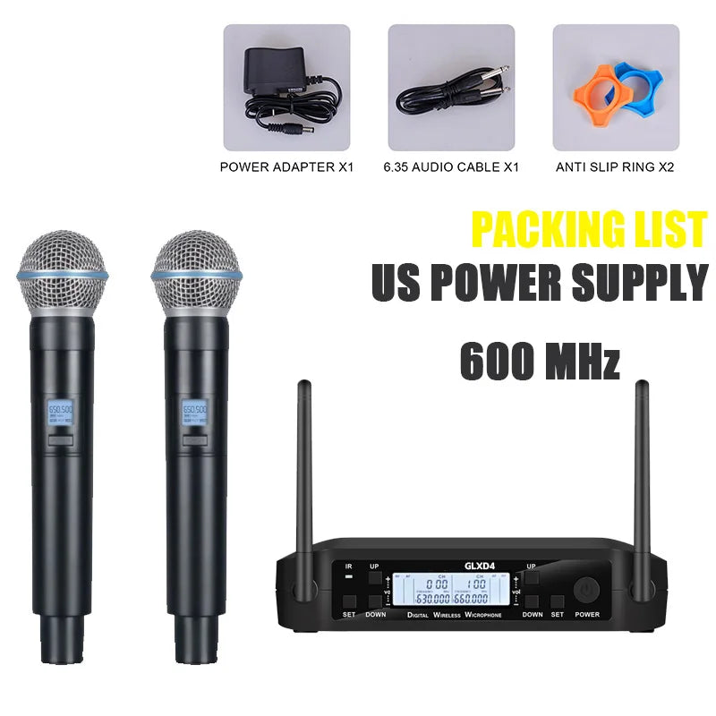 CNRV GLXD4 B58A Professional Wireless Microphone UHF System Handheld Mic, Suitable for Stage Speeches, Wedding Performances,