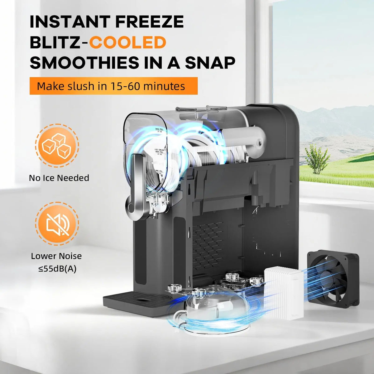 New Slushie Machine for Home No Ice Needed, Frozen Drink Maker with LED Display & 6 Pre-Set Programs, Self-Cleaning Function 88 oz Large Capacity for Frozen Margaritas,Frappés,Ice Cream,