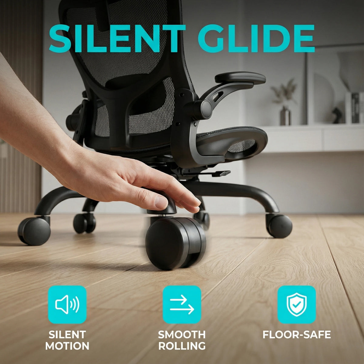 Ergonomic Mesh Office Chair with Adjustable Lumbar Support | 3D Flip-Up Armrests, 2D Headrest, Breathable Mesh Back, Reclining Function, Smooth-Rolling Casters, Height Adjustment