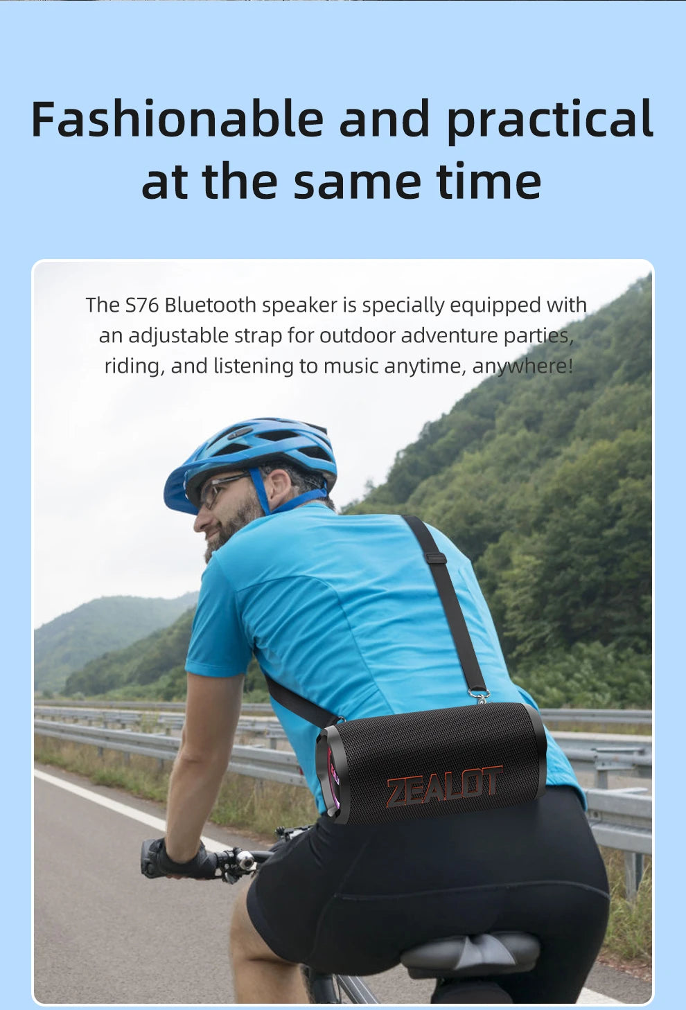ZEALOT-S76 50W Portable Bluetooth Speaker Wireless Waterproof Outdoor IPX6 Stereo Bass Music Track Speaker Sound Box