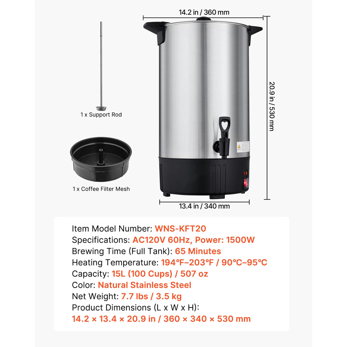 SucceBuy Commercial Coffee Urn Hot Beverage Dispenser with Dripless Faucet Quick-Brewing Coffee Maker for Catering, Party