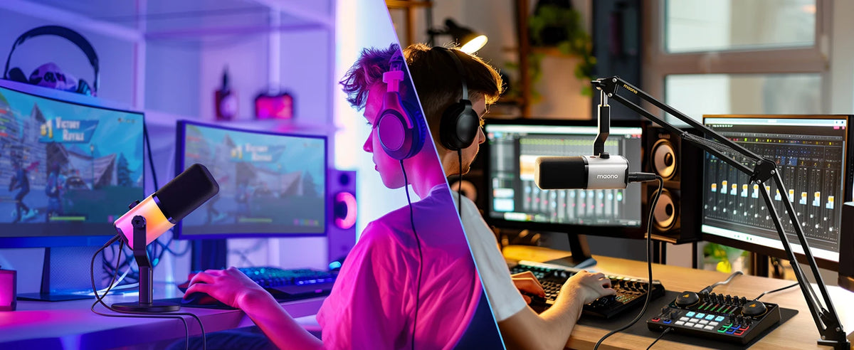 MAONO PD100X RGB Gaming Microphone USB/XLR Dynamic Microphone Noise Reduction Mute Headphone Jack for Gaming Streaming Podcast