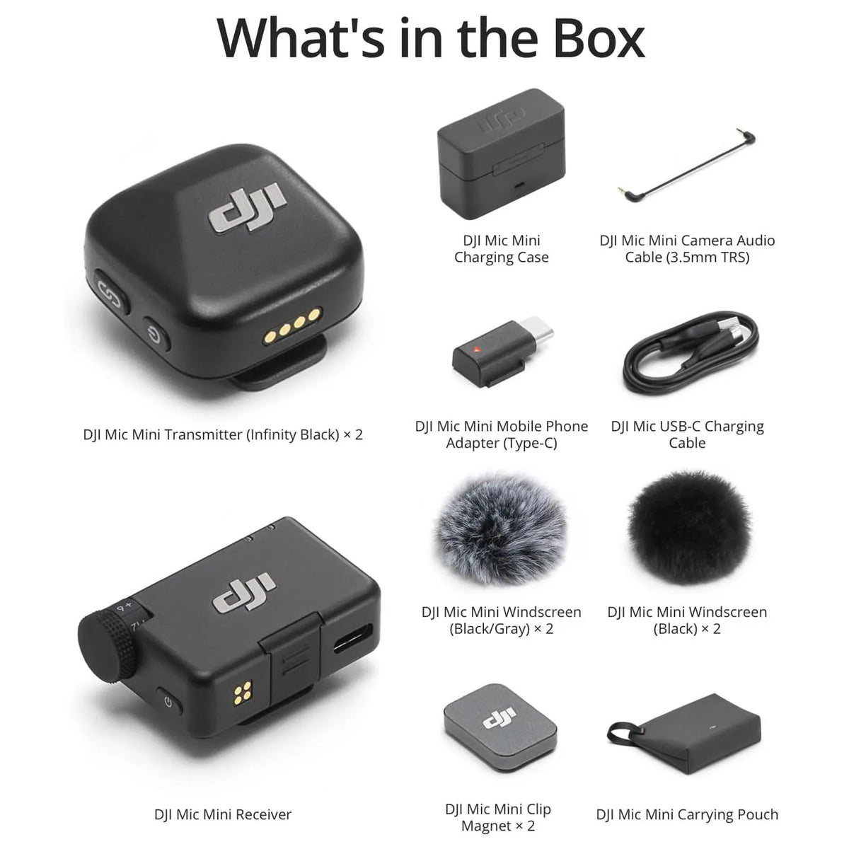 DJI Mic Mini (2 TX + 1 RX + Charging Case), Ultralight, Detail-Rich Audio 48h Use, Noise Cancelling, Automatic Limiting, Wireless Microphone for Camera/Phone/Vlog/Streaming
