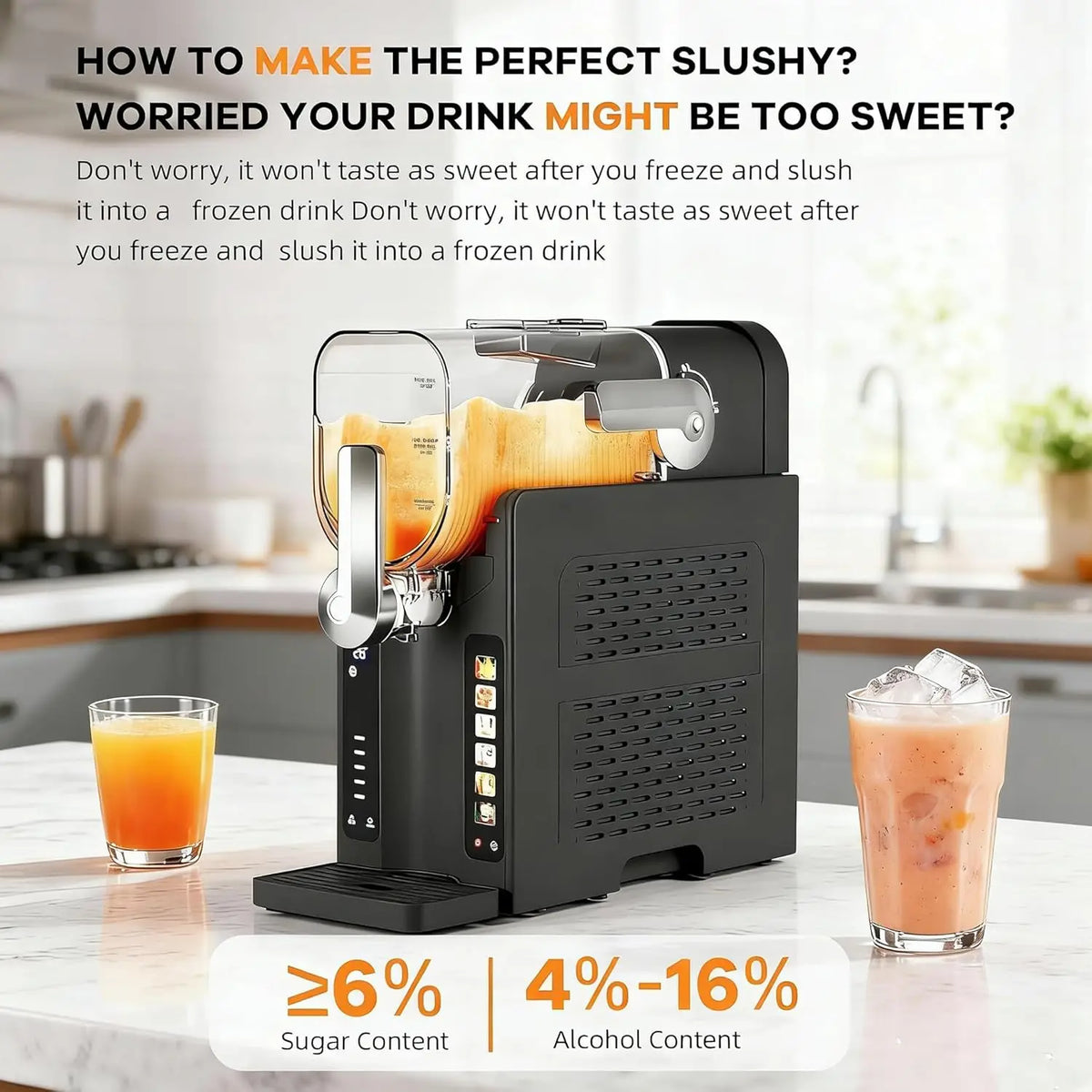 New Slushie Machine for Home No Ice Needed, Frozen Drink Maker with LED Display & 6 Pre-Set Programs, Self-Cleaning Function 88 oz Large Capacity for Frozen Margaritas,Frappés,Ice Cream,