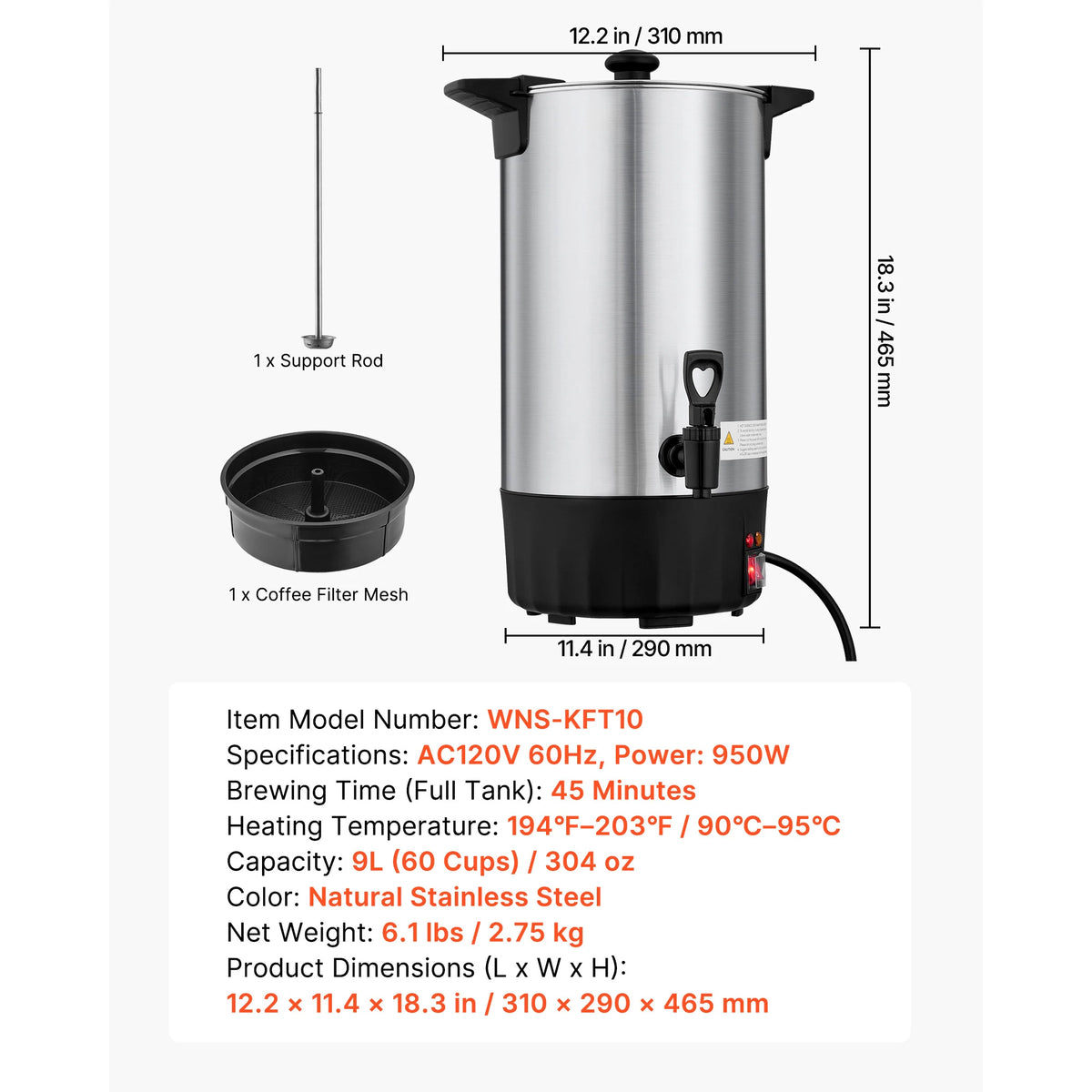 SucceBuy Commercial Coffee Urn Hot Beverage Dispenser with Dripless Faucet Quick-Brewing Coffee Maker for Catering, Party