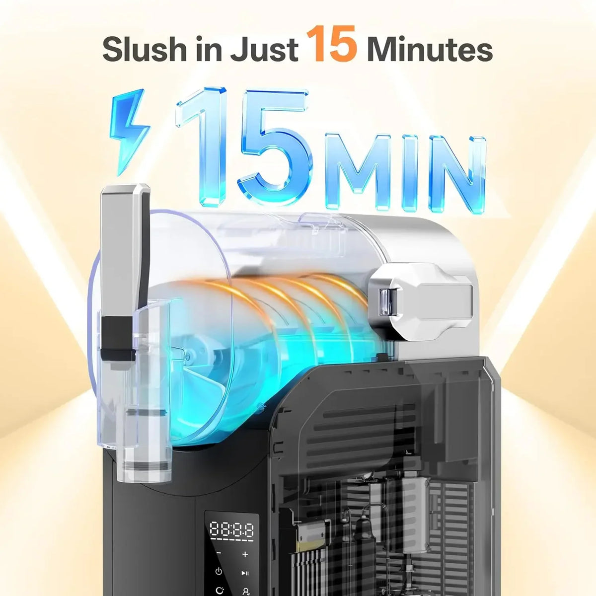 Slushie Machine, 2L/68oz Slushy Machine for Home & Party, 6 Presets Frozen Drink Maker with Self‑Cleaning & LED Display, No Ice