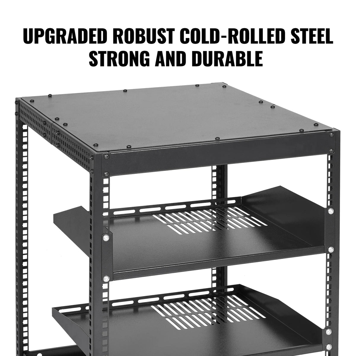 SucceBuy Open Frame Server Rack 12U/15U/20U Floor Standing or Wall Mounted with Adjustable Depth for Microdata Center Office Use