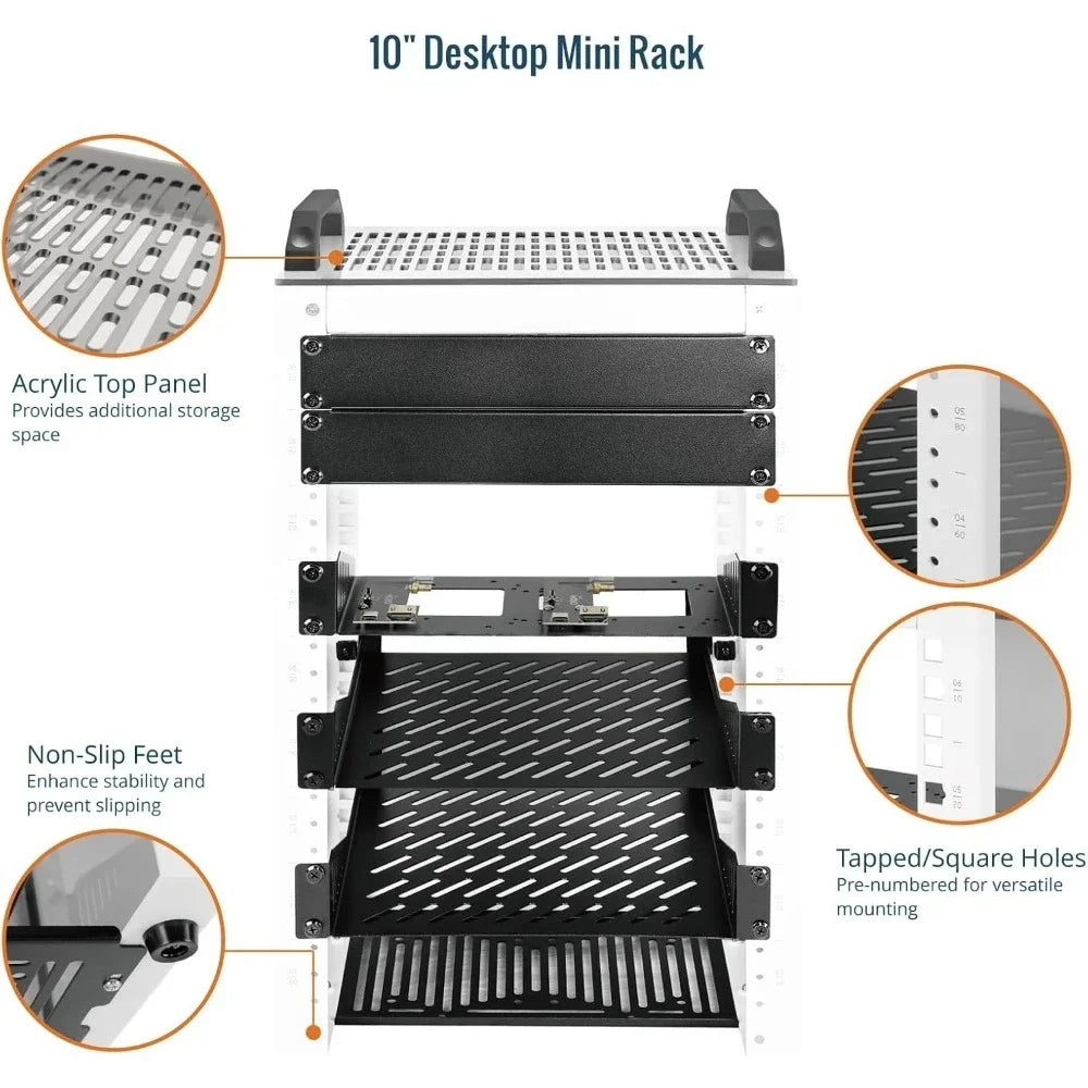 Popular Daily UseNew Upgrade Premium 10 Inch Deep 9U Network Server Rack with Translucent Side Panels and Top Handles for IT AV