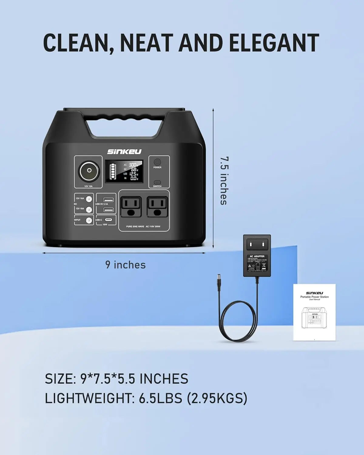 Portable Power Station 300W Solar Generator 256Wh 80000mAh Power Bank AC/DC/USB/USB C LiFePO4 Battery Pack For Camping CPAP
