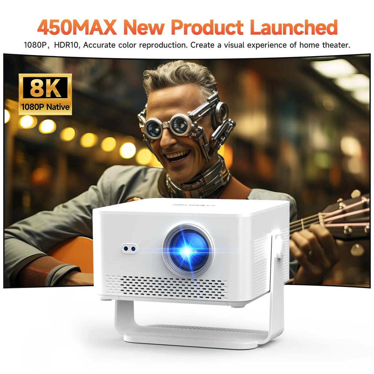 Magcubic Android 14 WiFi6 Beam Mini Projector HY450MAX Portable Outdoor Projector 1100ANSI 1080P Auto Focus 8K Support