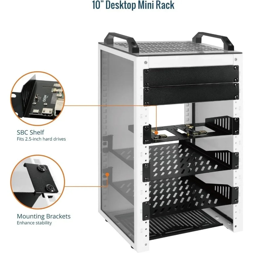 Popular Daily UseNew Upgrade Premium 10 Inch Deep 9U Network Server Rack with Translucent Side Panels and Top Handles for IT AV