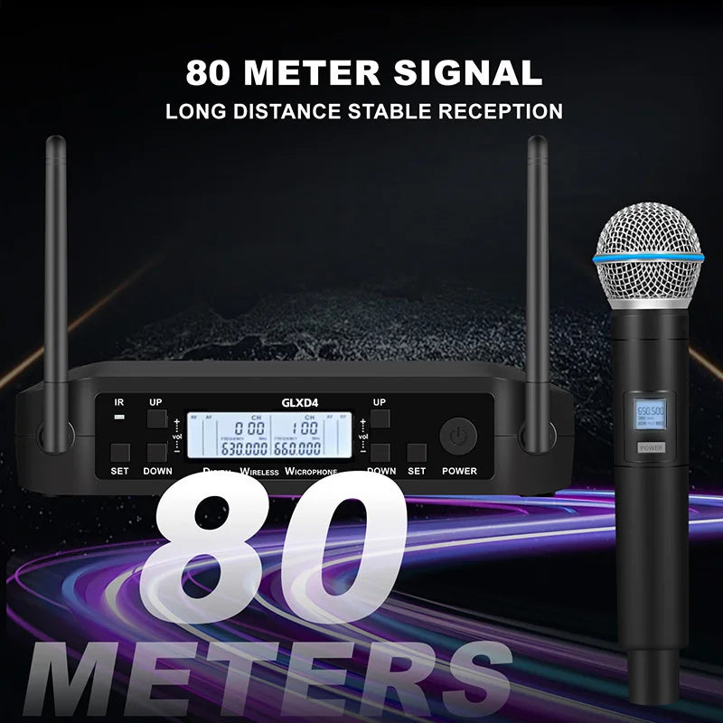 CNRV GLXD4 B58A Professional Wireless Microphone UHF System Handheld Mic, Suitable for Stage Speeches, Wedding Performances,