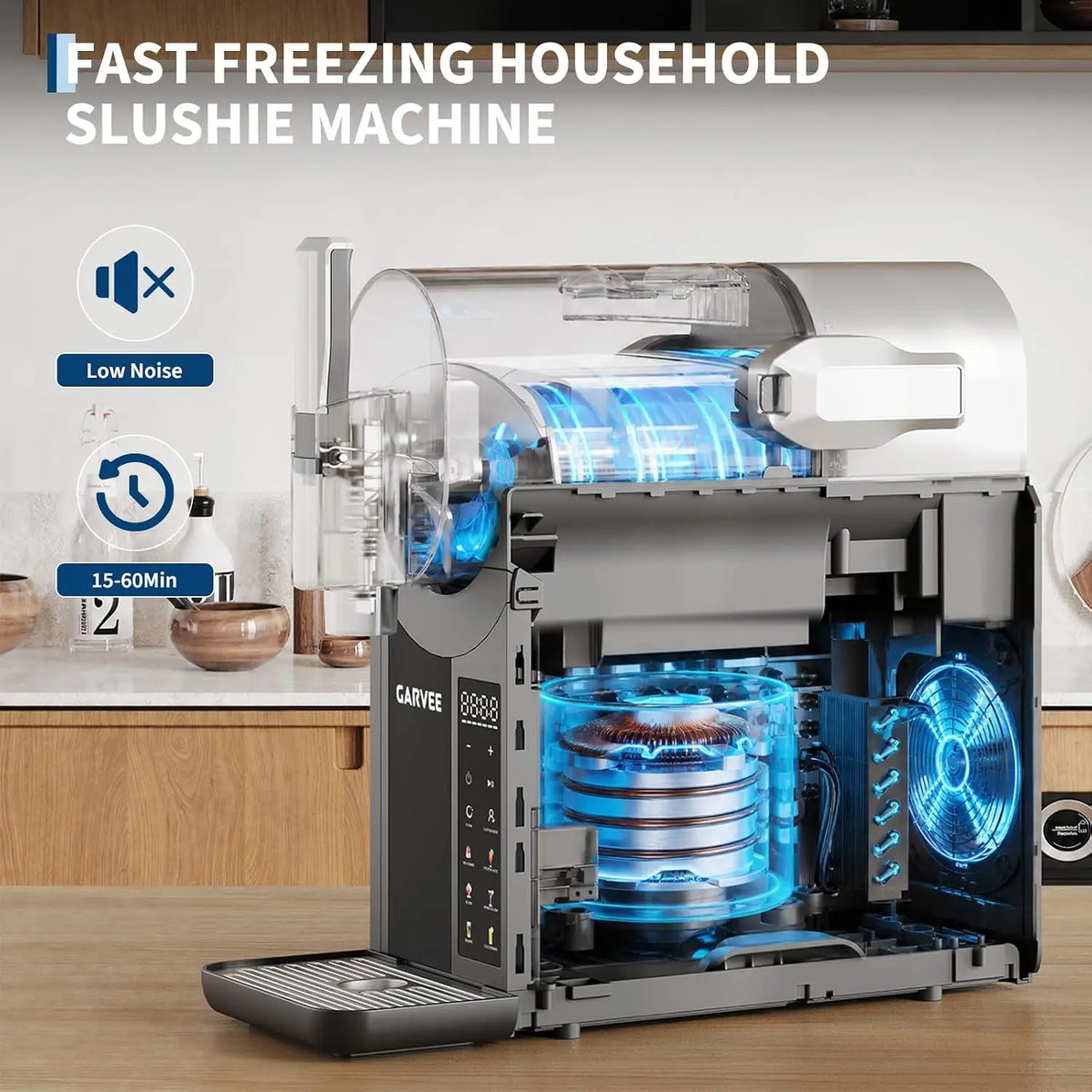 Tacleekii No Ice Need Slushie Machine for Home, 6 Presets Programs LED Display One Click Slushy Maker MAX 68oz Large Capacity, Auto Clean, Frozen Drink, Margaritas, Frappes Machine for Home Party