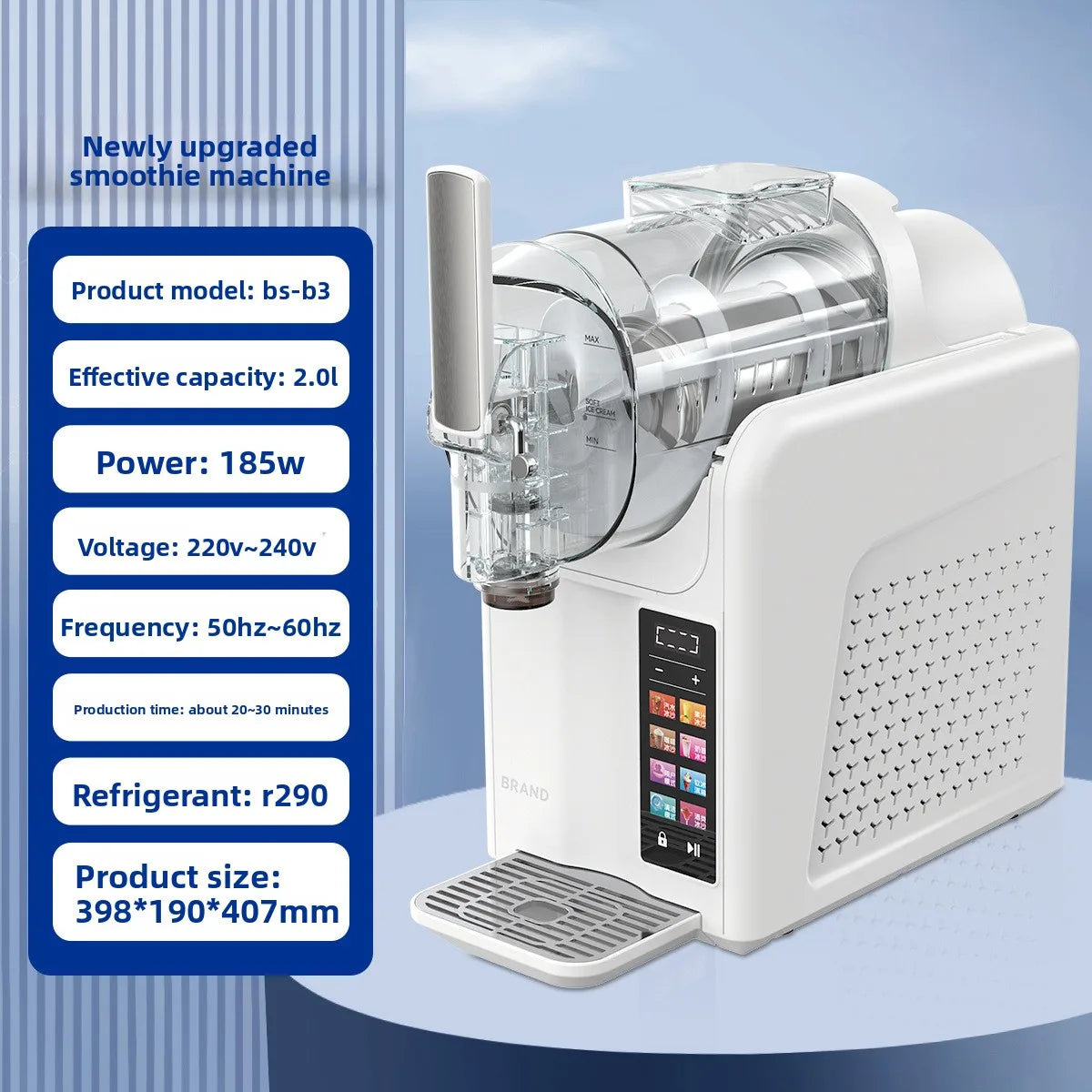 Fully Automatic Frozen Drink Machine, 1.8L Slushie Ice Cream Maker for Home Commercial Use, Milkshake Smoothie Blender