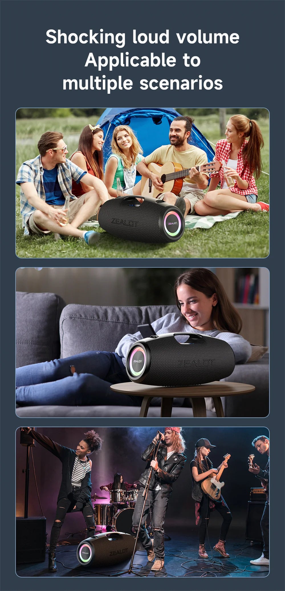 Zealot-S78 120W Bluetooth Speaker Output Power Bluetooth Speaker with Excellent Bass Performance HiFi Speaker