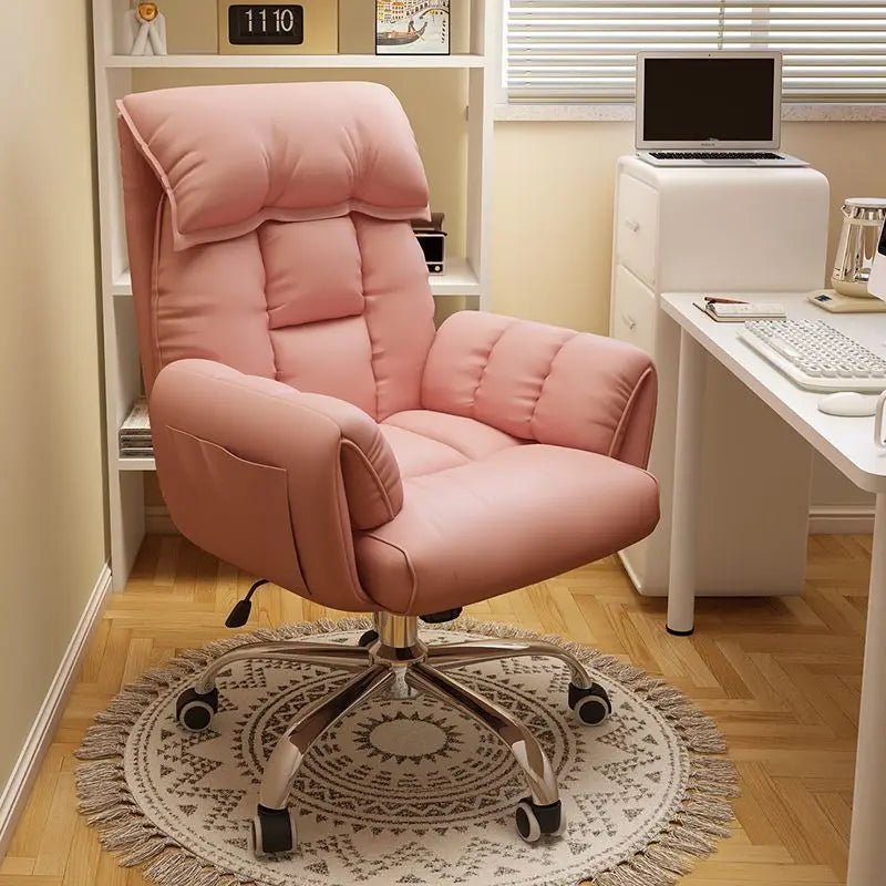 Comfortable Computer Chair with Armrest Footrest Home Office Dormitory Lounge Recliner Back Support Pillow Adjustable Seat