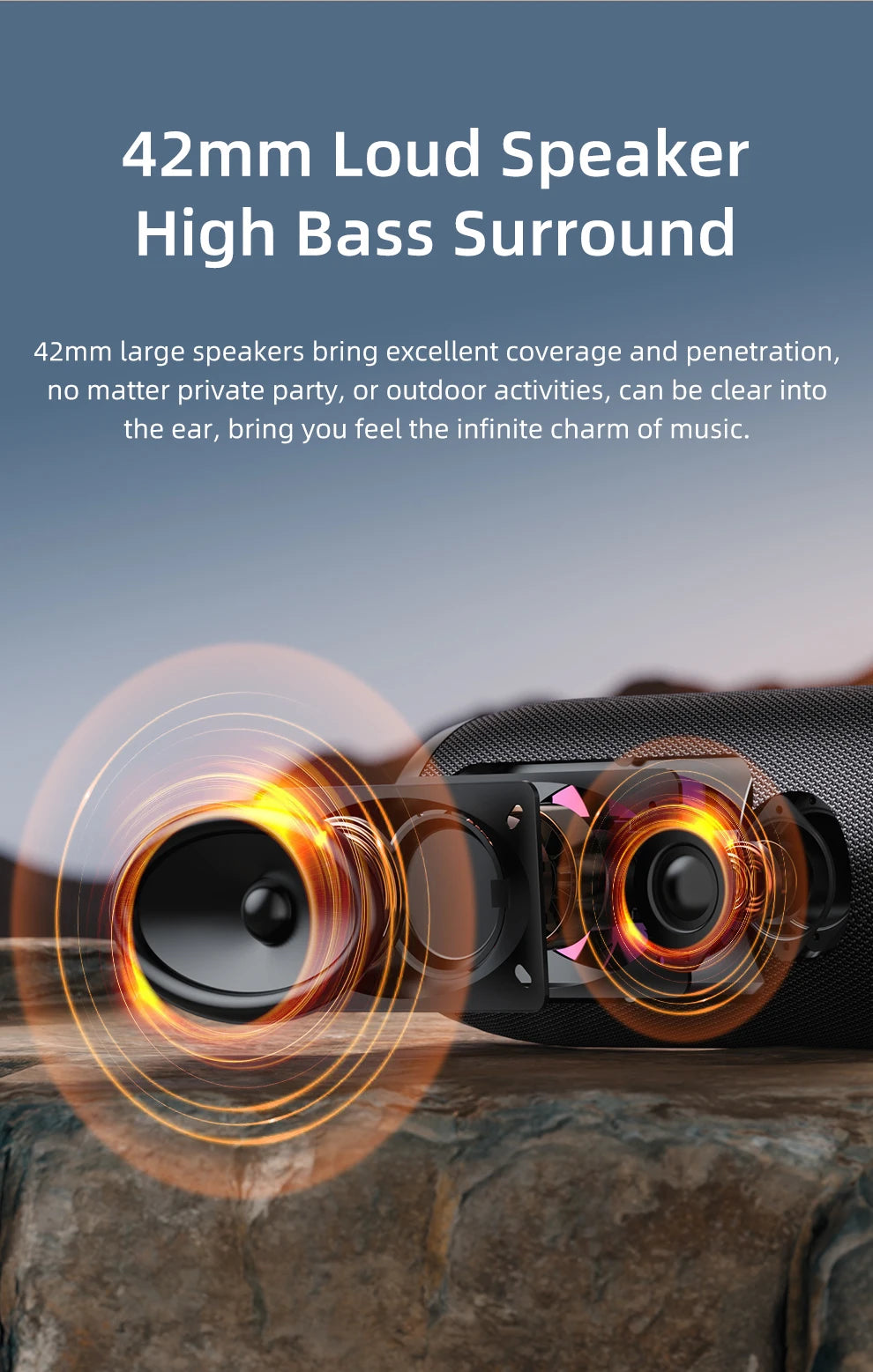 ZEALOT-S76 50W Portable Bluetooth Speaker Wireless Waterproof Outdoor IPX6 Stereo Bass Music Track Speaker Sound Box