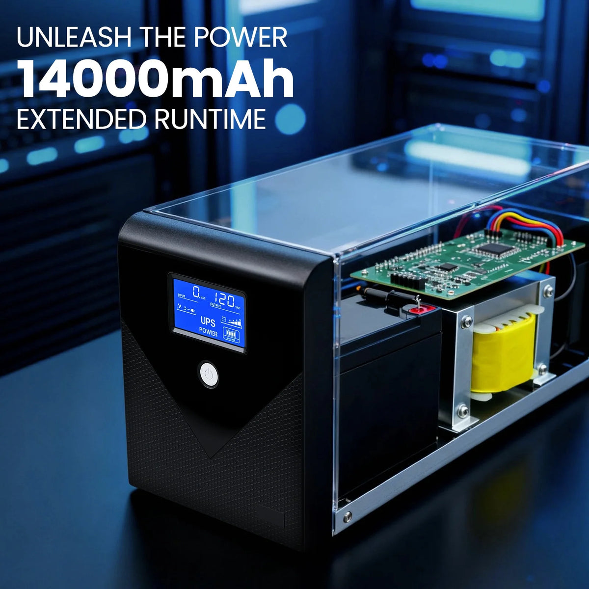 1200VA 720W Backup UPS Power 1Supply Battery Backup Power 120V with 4 Outlets and LCD Display  for Home and Office
