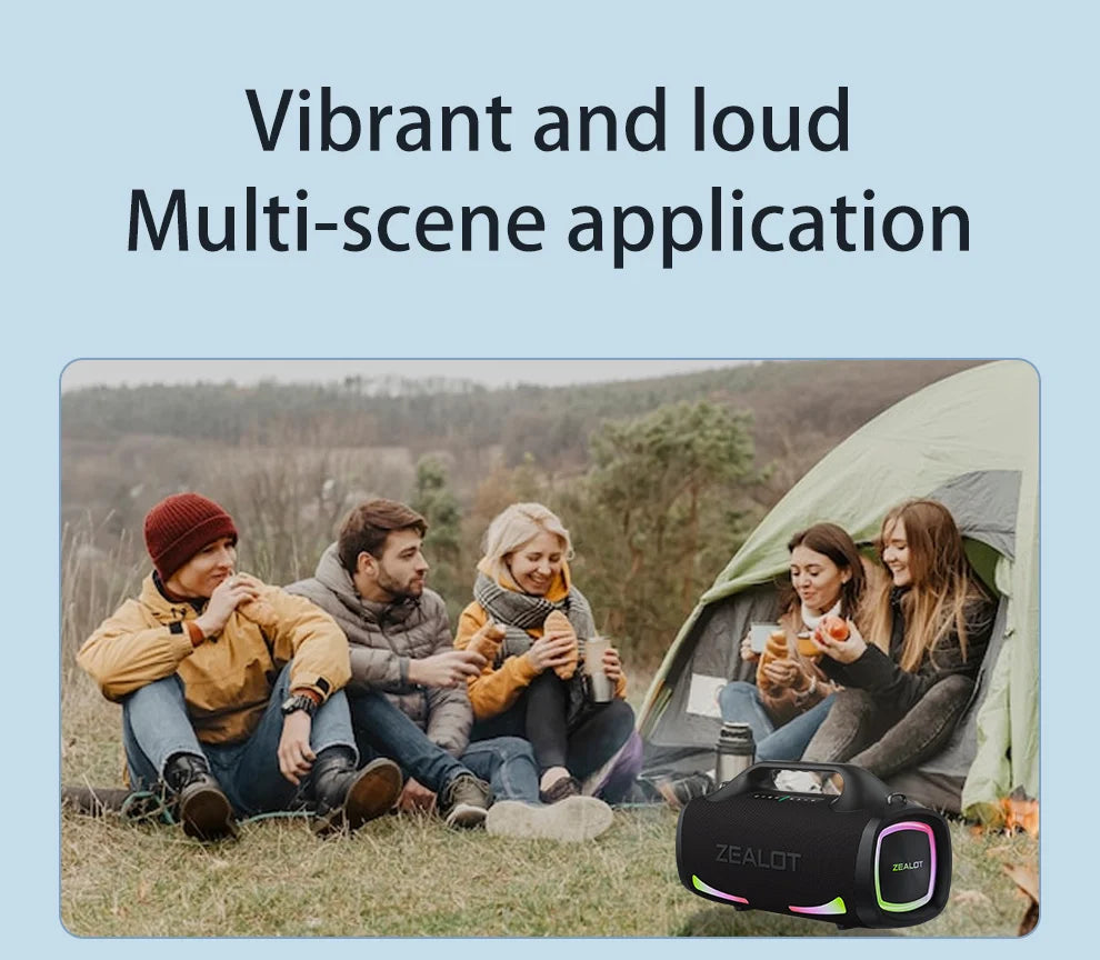 ZEALOT-S79 100w Wireless Speaker, Outdoor Portable Subwoofer, Bluetooth-Connectable Speaker, Hifi Sound Quality, Dual Pairing, Fast Charging, 24000mah Battery, Long Battery Life, Big Party Speaker, Camping Speaker, Blue Speak