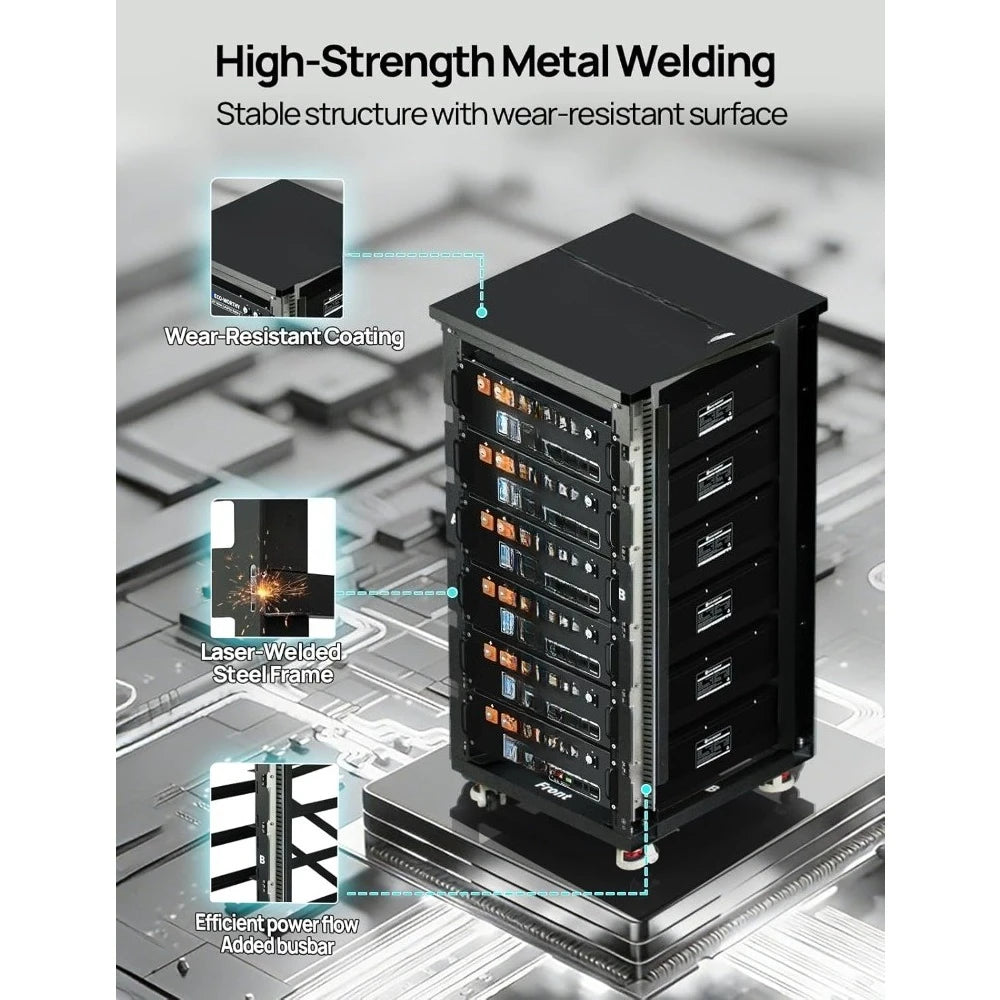 6 Layer Server Rack 600A Busbar System for Rack Mount Lithium Battery Versions Black