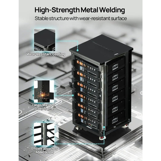 6 Layer Server Rack 600A Busbar System for Rack Mount Lithium Battery Versions Black
