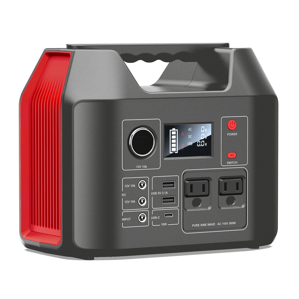 Portable Power Station 300W Solar Generator 256Wh 80000mAh Power Bank AC/DC/USB/USB C LiFePO4 Battery Pack For Camping CPAP