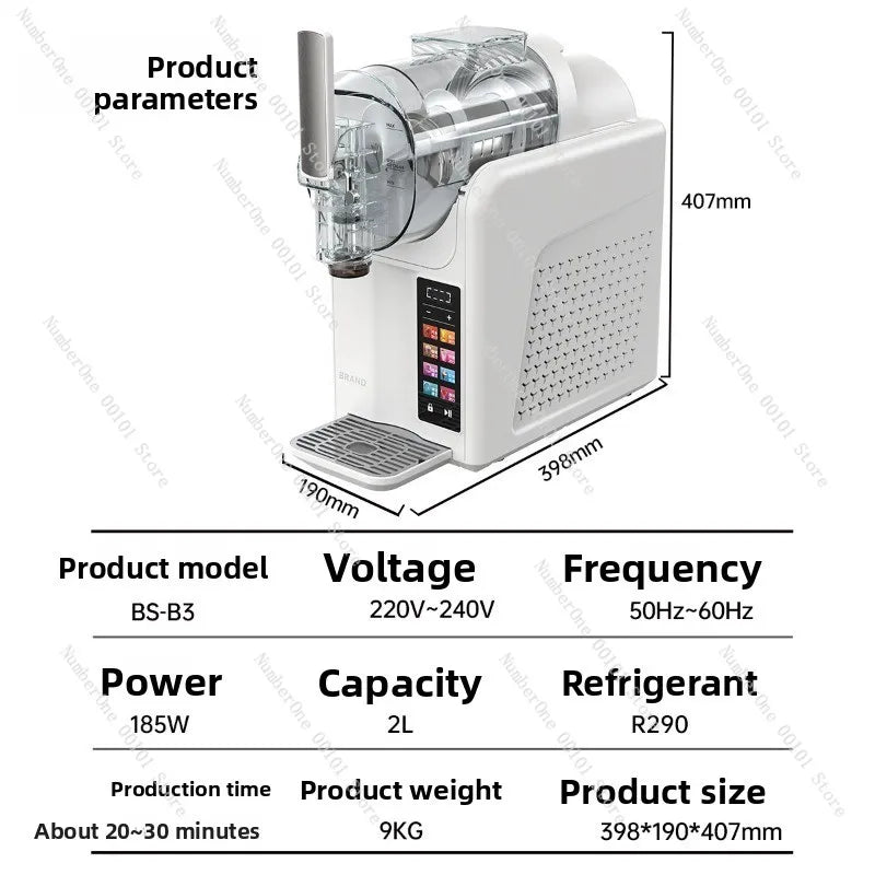 Fully Automatic Frozen Drink Machine, 1.8L Slushie Ice Cream Maker for Home Commercial Use, Milkshake Smoothie Blender