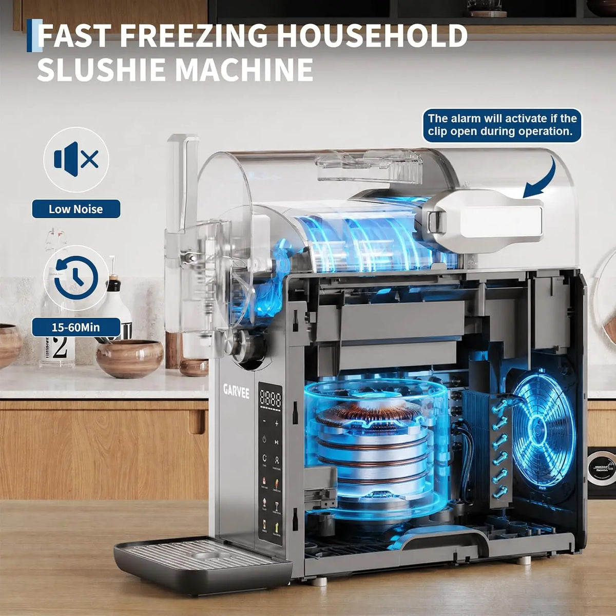 TWISTER.CK No Ice Needed Slushie Machine for Home – 68oz Large Capacity, LED Display with 6 Preset Modes, One-Click Operation, Auto-Clean, Frozen Drink Maker for Margaritas, Frappes & Smoothies, Ideal for Home Parties