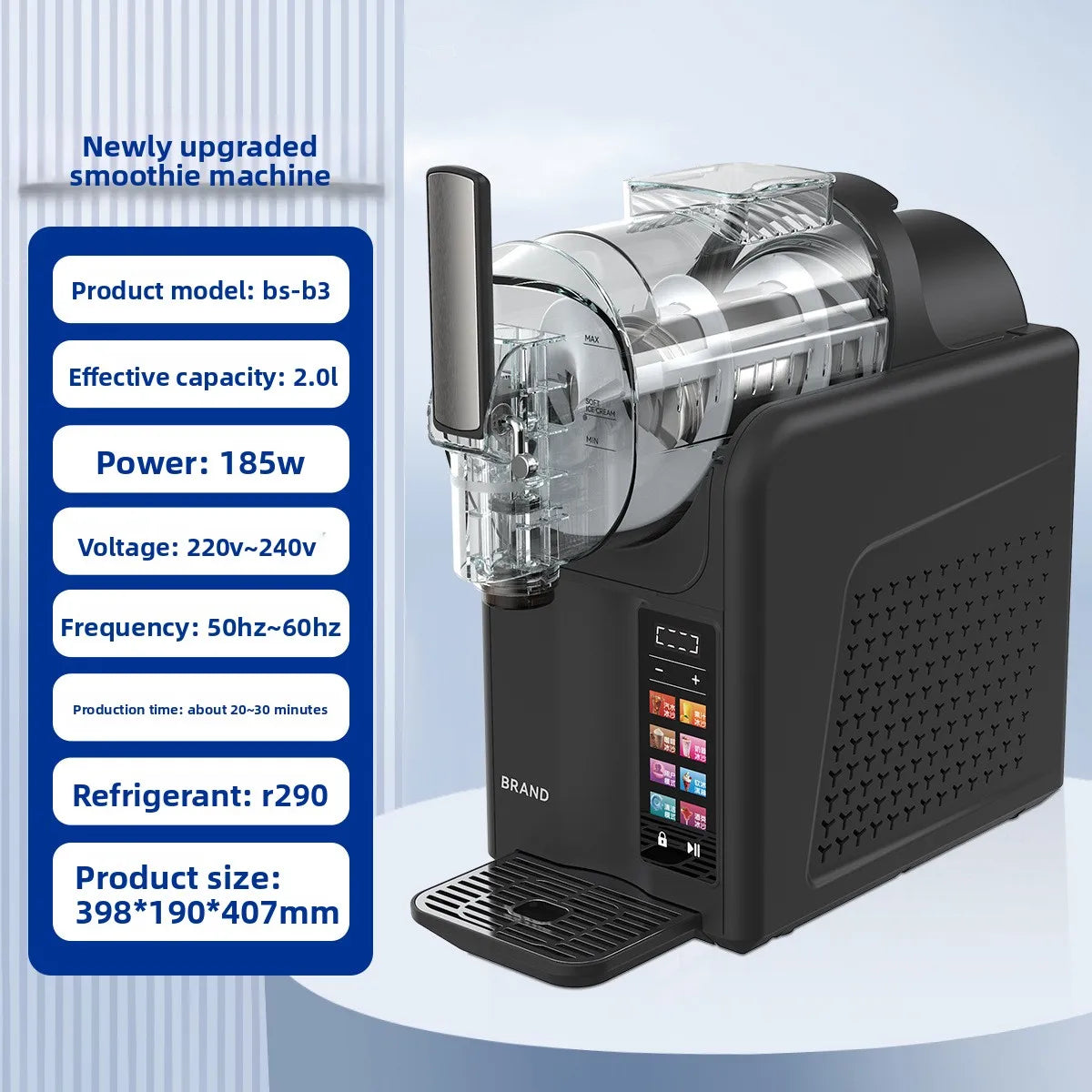 Fully Automatic Frozen Drink Machine, 1.8L Slushie Ice Cream Maker for Home Commercial Use, Milkshake Smoothie Blender