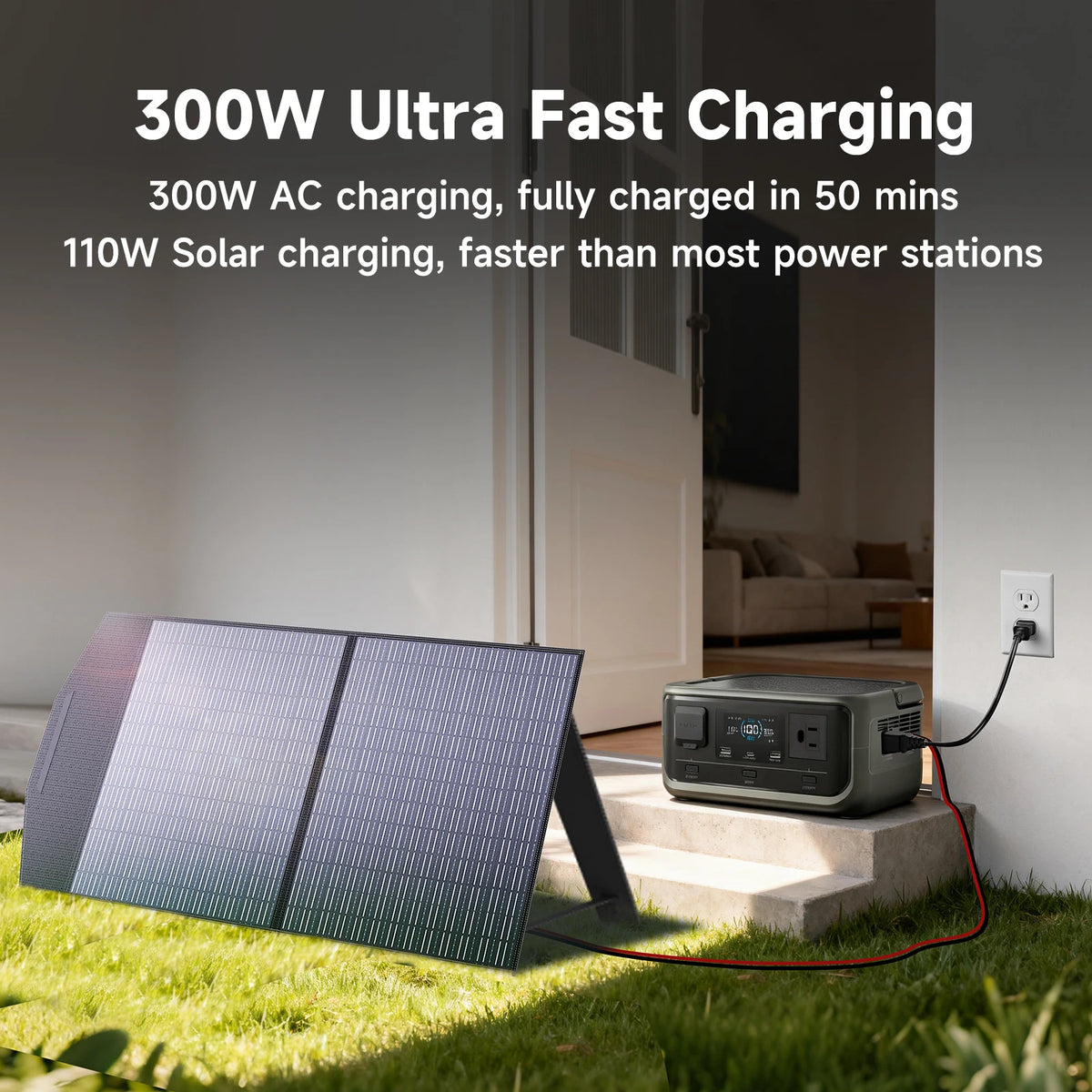 ALLPOWERS VOLIX P300 Portable Power Station 256Wh LiFePO4 Battery with 100W Monocrystalline Solar Panel for Outdoor Camping RV