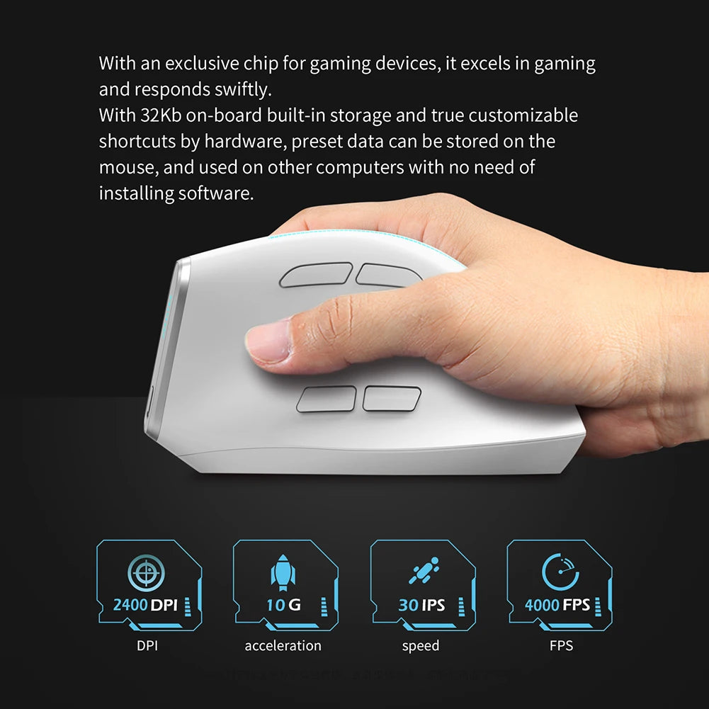 F-36 2.4G Bluetooth-compatible Mice 2400 DPI 8 Buttons Ergonomic Vertical Mouse for Computer Laptop Desktop Accessories