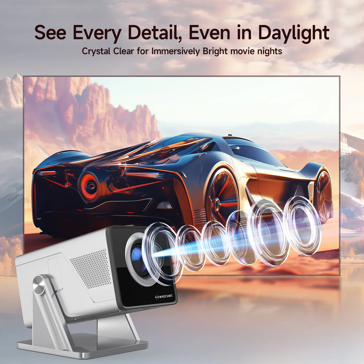 Magcubic Home Outdoor Projector 8K X7 AI Smart Projector with Android 14 UHD 1080P 1000ANSI Auto Focus Keystone