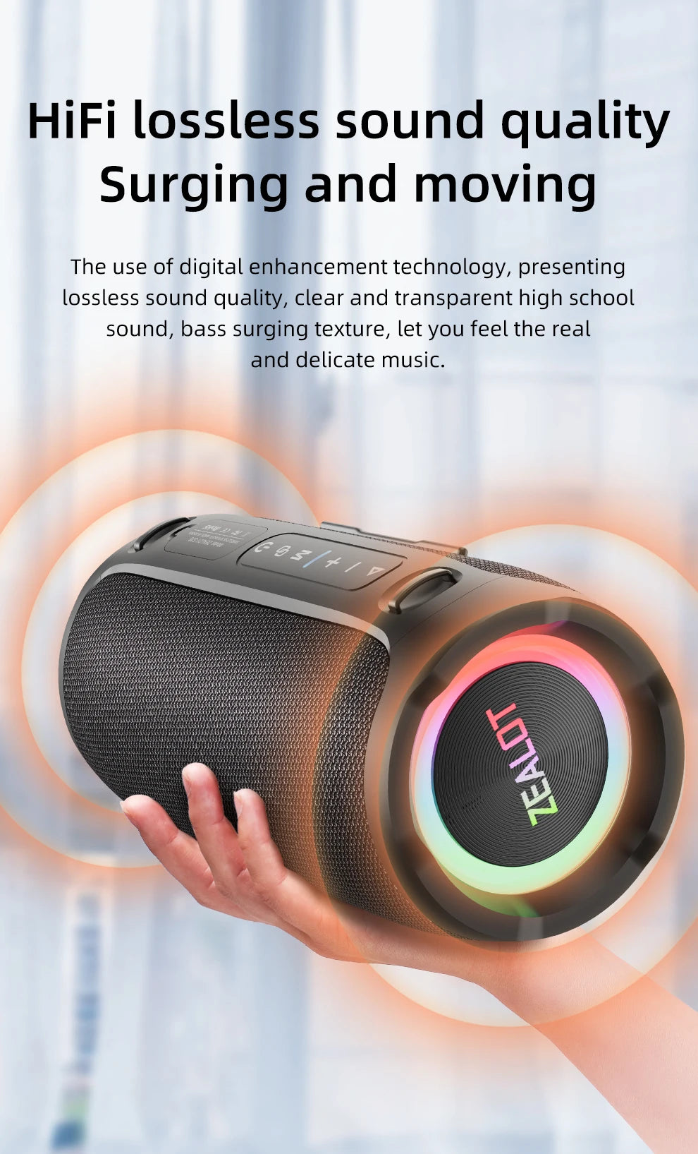 ZEALOT-S76 50W Portable Bluetooth Speaker Wireless Waterproof Outdoor IPX6 Stereo Bass Music Track Speaker Sound Box