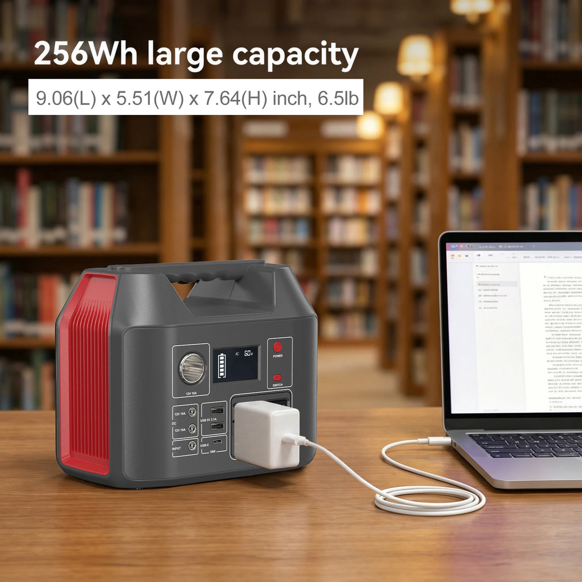 Portable Power Station 300W Solar Generator 256Wh 80000mAh Power Bank AC/DC/USB/USB C LiFePO4 Battery Pack For Camping CPAP