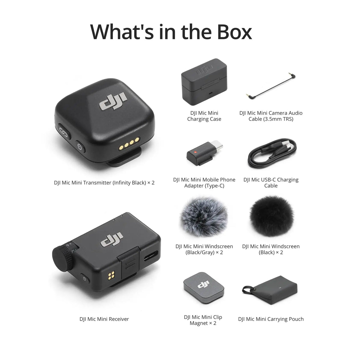DJI Mic Mini (2 TX + 1 RX + Charging Case), Ultralight, Detail-Rich Audio 48h Use, Noise Cancelling, Automatic Limiting, Wireless Microphone for Camera/Phone/Vlog/Streaming