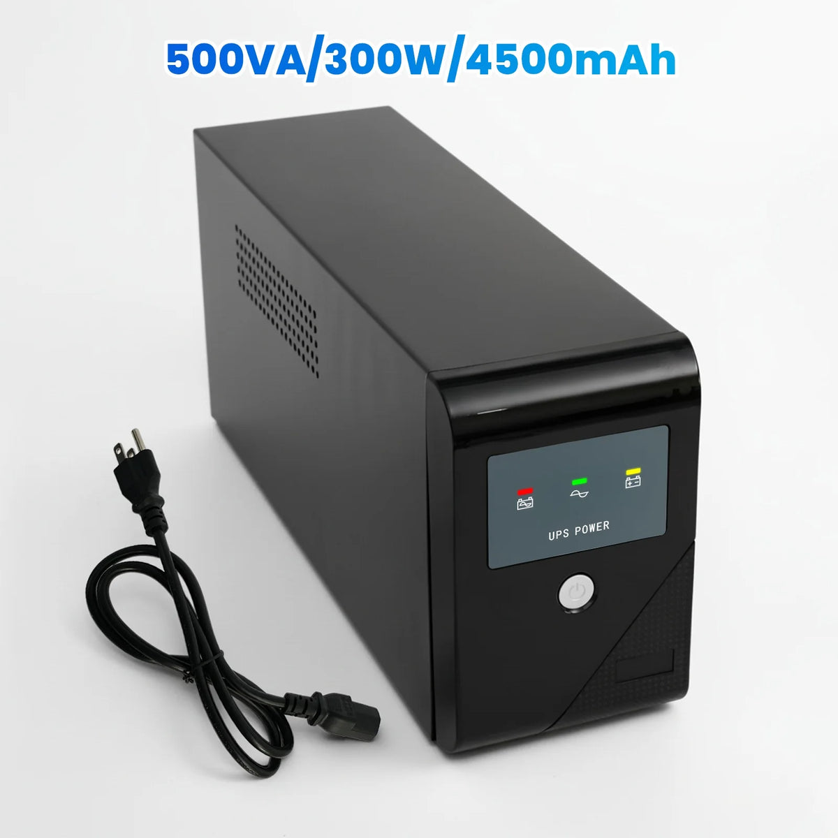 500VA 300W 120V Backup UPS Power Supply Battery Backup Power Outage Protection Sine Wave with 3 Outlets for Home and Office