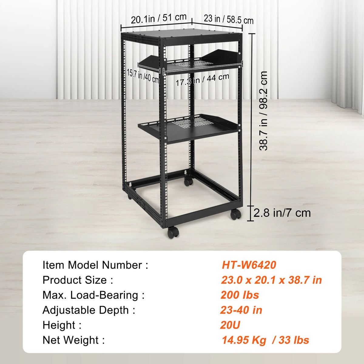 SucceBuy Open Frame Server Rack 12U/15U/20U Floor Standing or Wall Mounted with Adjustable Depth for Microdata Center Office Use