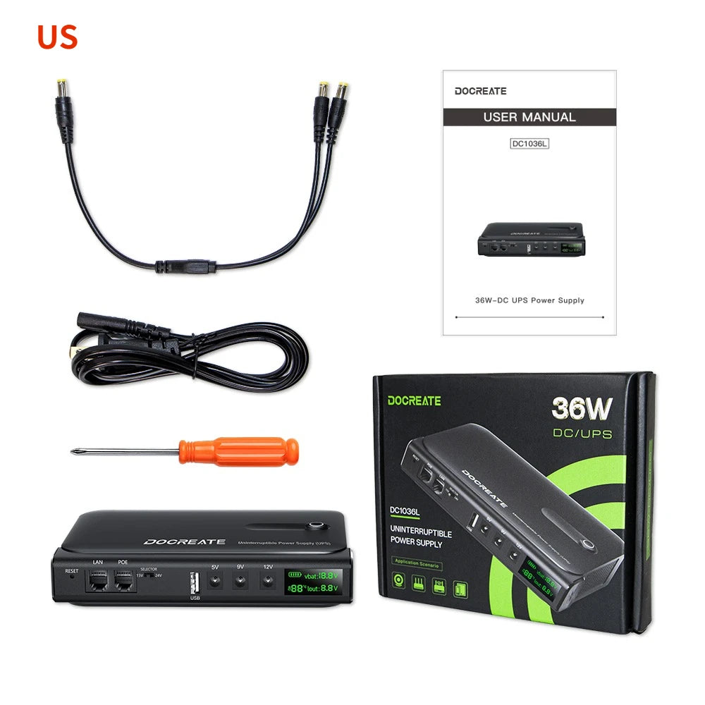 Hot Selling 36W DC UPS Backup Power Supply For Router CCTV Modem 5V/9V/12V Output NO Battery EU/US Plug Uninterrupted Switching