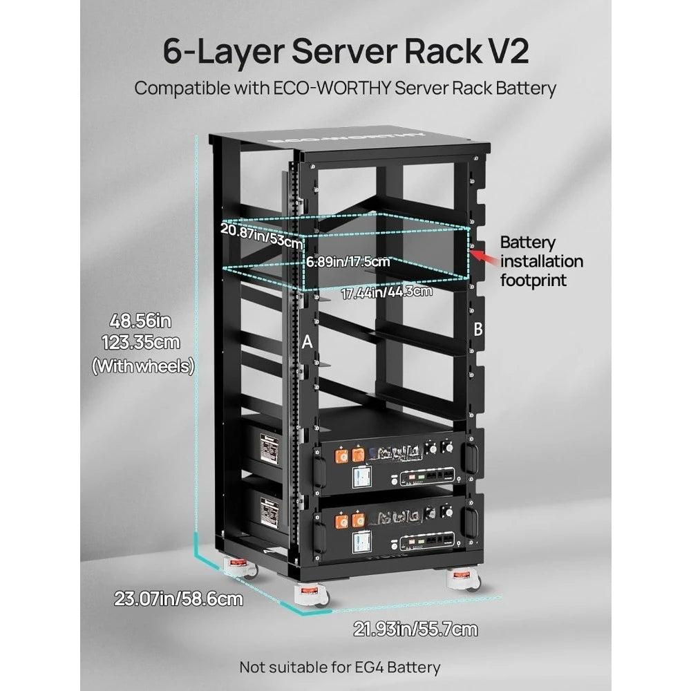 6 Layer Server Rack 600A Busbar System for Rack Mount Lithium Battery Versions Black