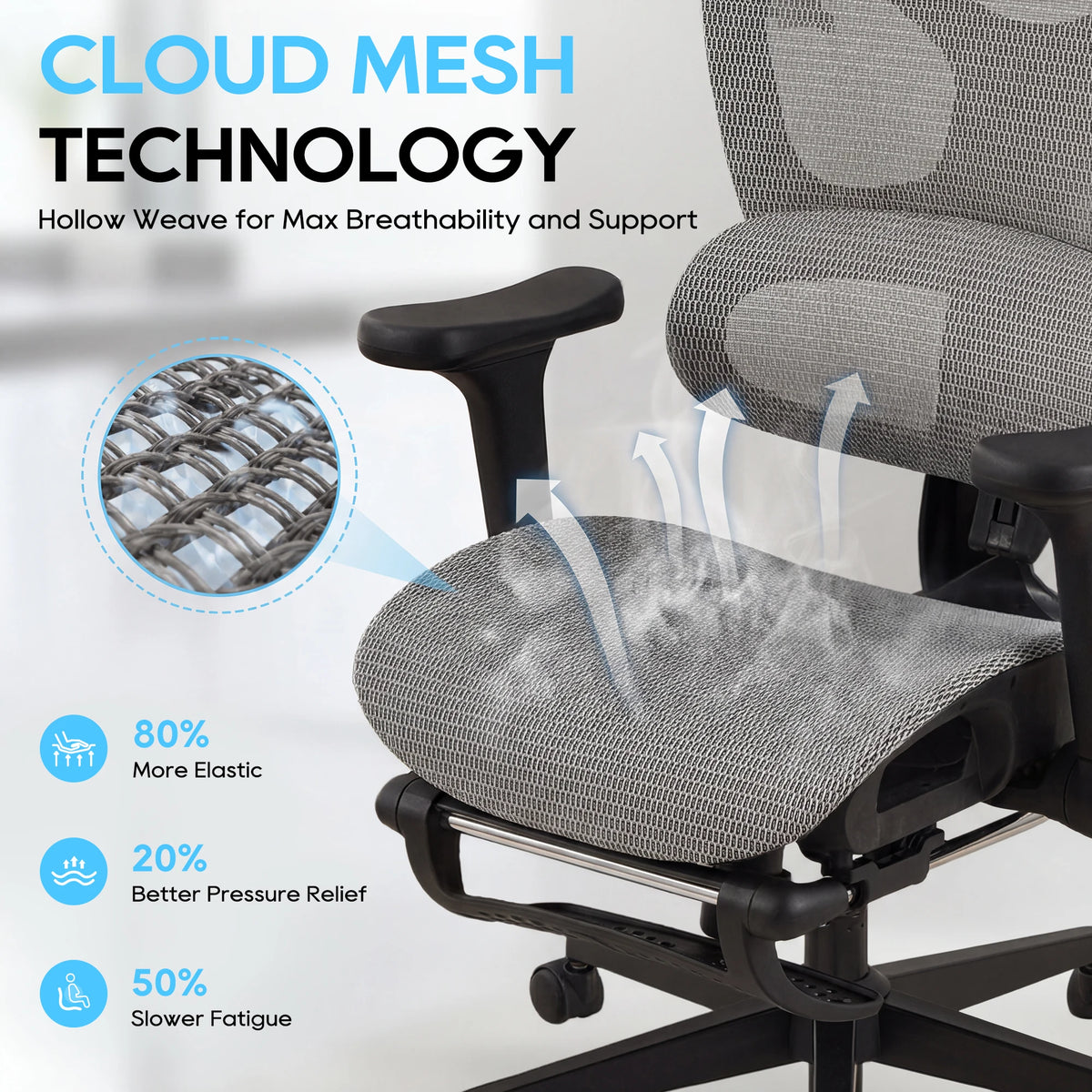 TCGBKAF Ergonomic Mesh Office Chair with Footrest, Big & Tall Executive Computer Chair, 5D Flip-Up Armrests, Adjustable Lumbar Support & Headrest, Home Office Desk Chair