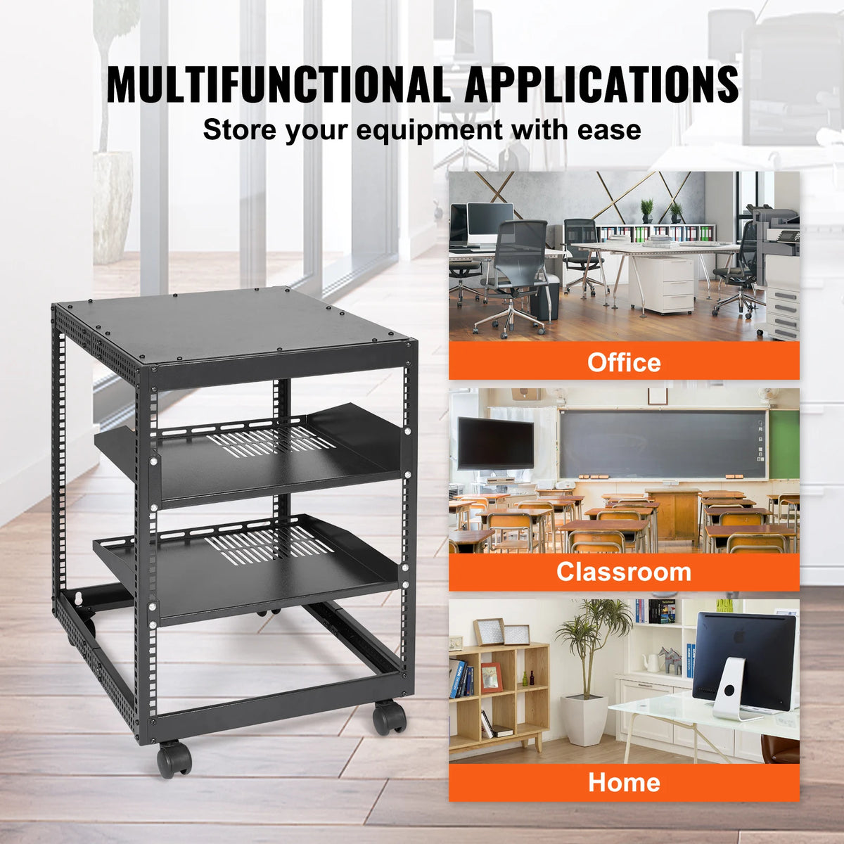 SucceBuy Open Frame Server Rack 12U/15U/20U Floor Standing or Wall Mounted with Adjustable Depth for Microdata Center Office Use