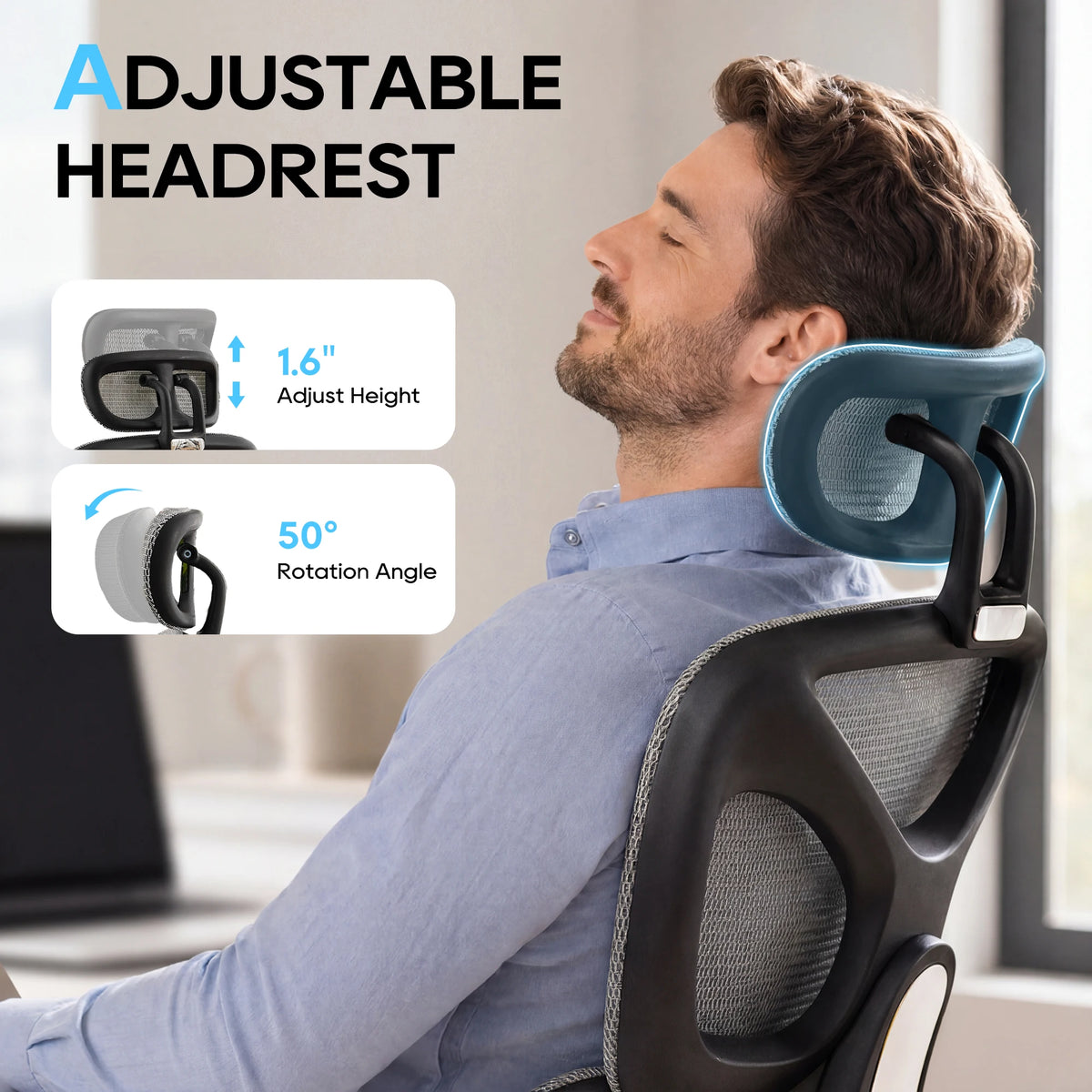 TCGBKAF Ergonomic Mesh Office Chair with Footrest, Big & Tall Executive Computer Chair, 5D Flip-Up Armrests, Adjustable Lumbar Support & Headrest, Home Office Desk Chair