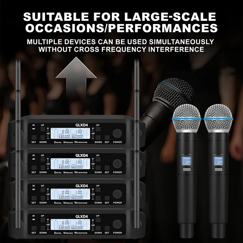 CNRV GLXD4 B58A Professional Wireless Microphone UHF System Handheld Mic, Suitable for Stage Speeches, Wedding Performances,