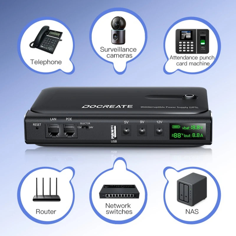 Hot Selling 36W DC UPS Backup Power Supply For Router CCTV Modem 5V/9V/12V Output NO Battery EU/US Plug Uninterrupted Switching