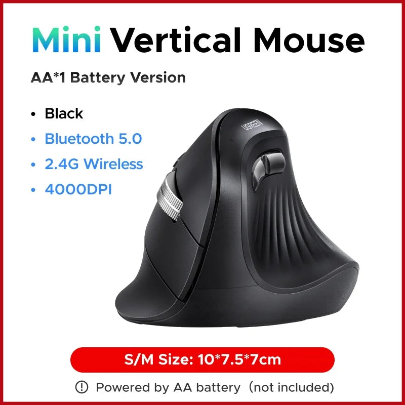 UGREEN MU008 Vertical Mouse Wireless Bluetooth5.0 2.4G Ergonomic 4000DPI 6 Mute Buttons MacBook Tablet Laptops Computer PC Mice