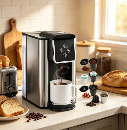 Single Serve Coffee Machine 3 in 1 Compatible with K Cup Pods Instant Coffee Tea Maker 6 8 10 Oz Cup Removable 50 Oz Water