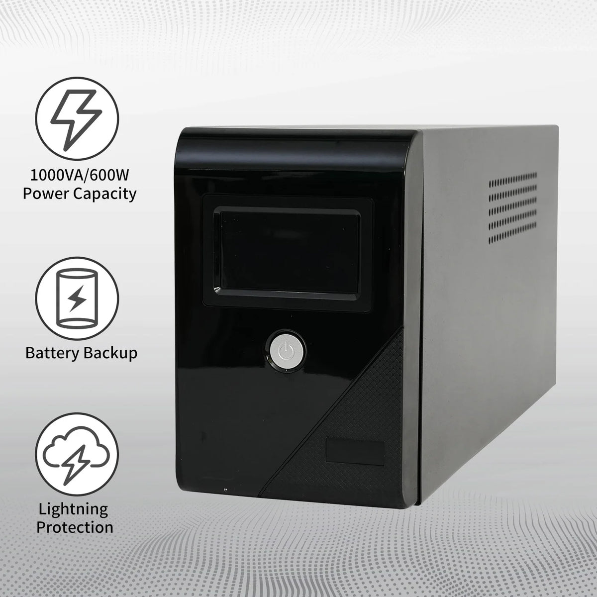 1000VA/600W 120V UPS Power Supply Battery Standby Power with 3 Outlets and LCD Display Surge Protector for Home and Office